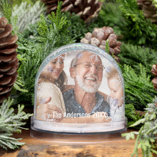 Snowflake Personalized Keepsake Family Photo Snow Globe