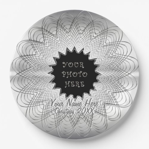 Snowflake Personalized Photo Plate  Paper Plates