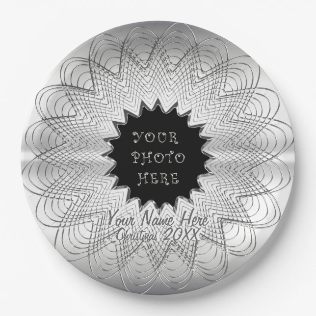 Snowflake (Personalized Photo Plate)  Paper Plates (Front)