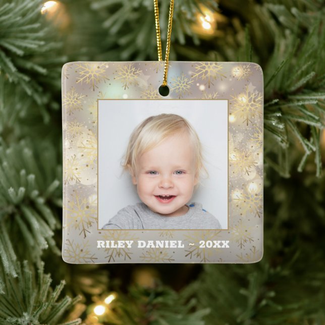 Snowflake Photo Ceramic Ornament (Tree)