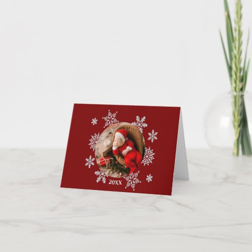 Snowflake Photo Christmas Thank You Card