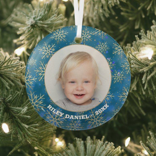 Snowflake Photo Glass Ornament (Insitu)