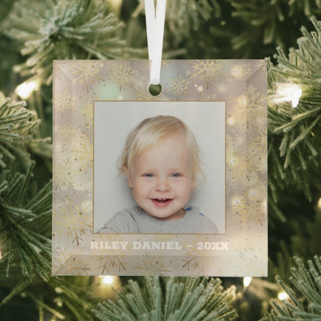 Snowflake Photo Glass Ornament (Insitu)