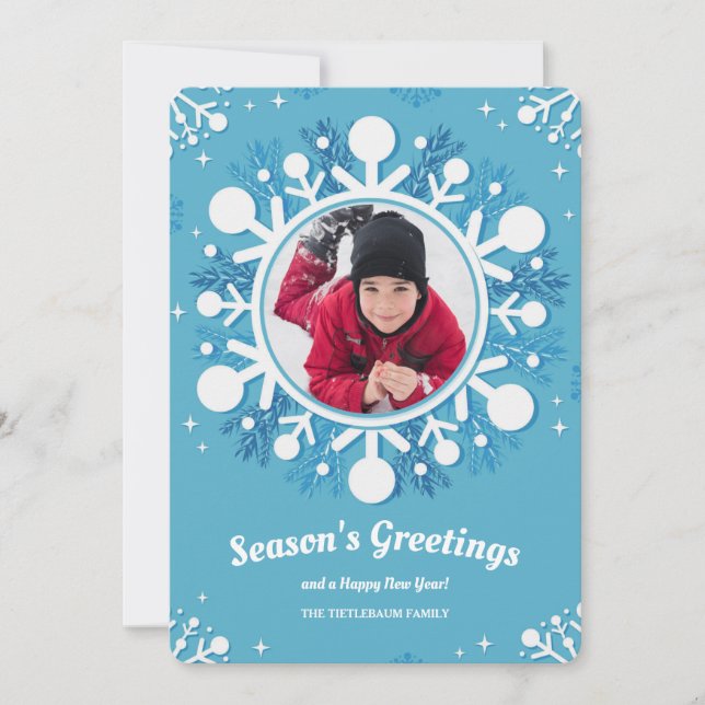 Snowflake Photo Holiday Card (Front)