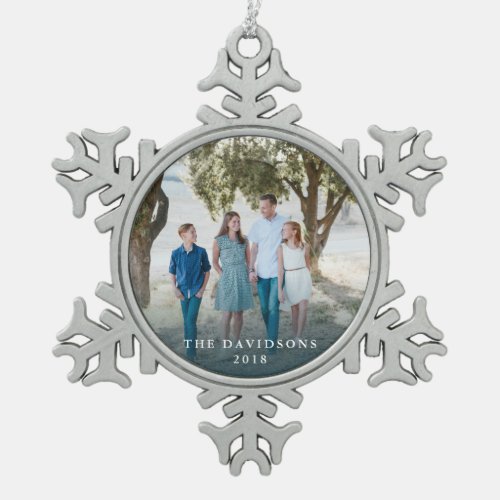 Snowflake Photo Ornament with Family Name