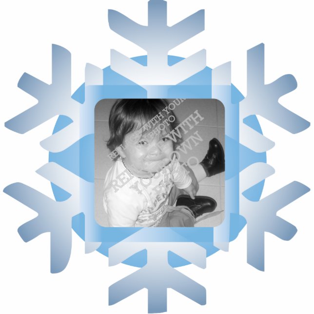 Snowflake Photo Personalized Christmas Ornament Statuette (Front)