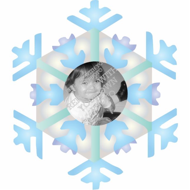 Snowflake Photo Personalized Christmas Ornament Statuette (Front)