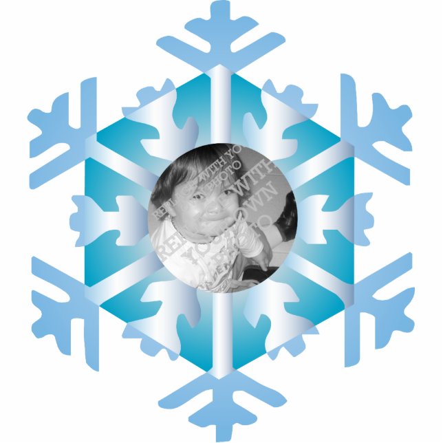 Snowflake Photo Personalized Christmas Ornament Statuette (Front)