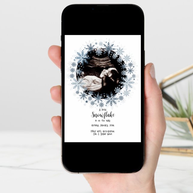 Snowflake Photo Pregnancy Announcement (Front Digital)