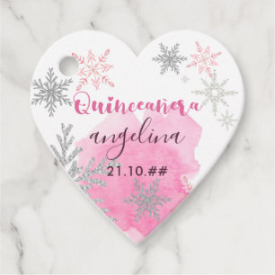 Snowflake Pink and Silver Quinceanera Favor Tags