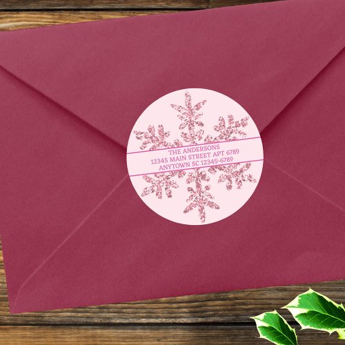 Snowflake Pink Glam Chic Rustic Envelope Seal