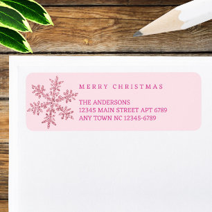 Snowflake Pink Glam Informal Casual Christmas Label