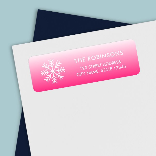 Snowflake Pink Gradient Return Address Label (Creator Uploaded)