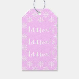 Snowflake Pink Let it Snow Christmas Holiday Gift Tags