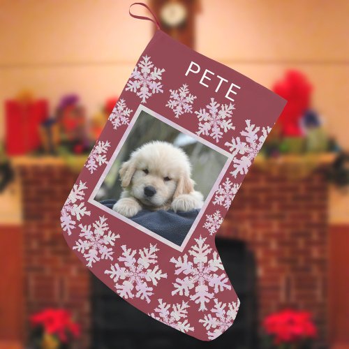 Snowflake Pink Opal Fun Kids Or Pets Photo Small Christmas Stocking