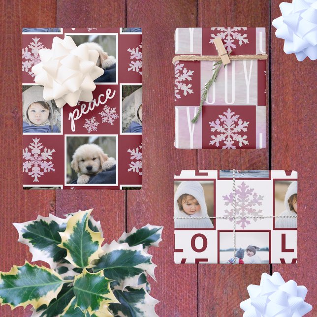 Snowflake Pink Opal Peace Joy Love 4 Photo Wrapping Paper Sheets (Creator Uploaded)