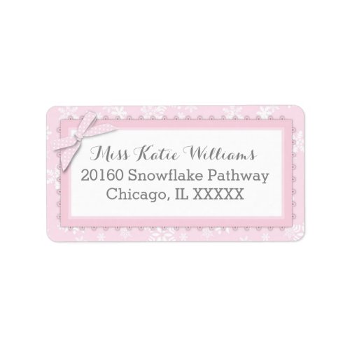 Snowflake Pink Polka_dot Bow Baby Girl Label