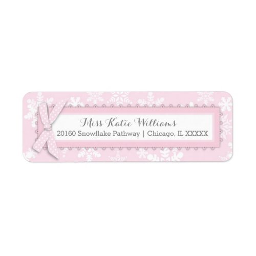 Snowflake Pink Polka_dot Bow Baby Girl Label