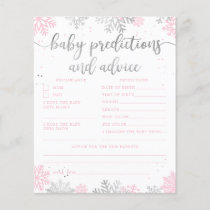 Snowflake Pink Silver Baby Predictions Advice Card