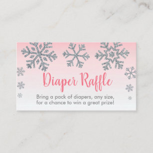 Snowflake Pink & Silver Diaper Raffle Tickets
