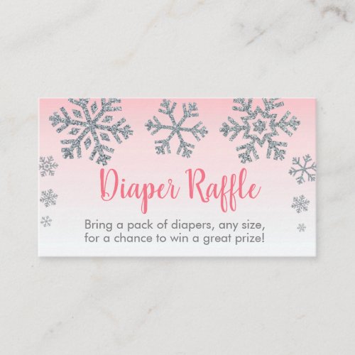 Snowflake Pink  Silver Diaper Raffle Tickets