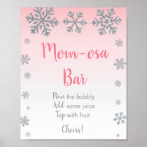 Snowflake Pink & Silver Mimosa Bar Sign