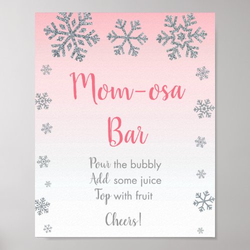 Snowflake Pink  Silver Mimosa Bar Sign