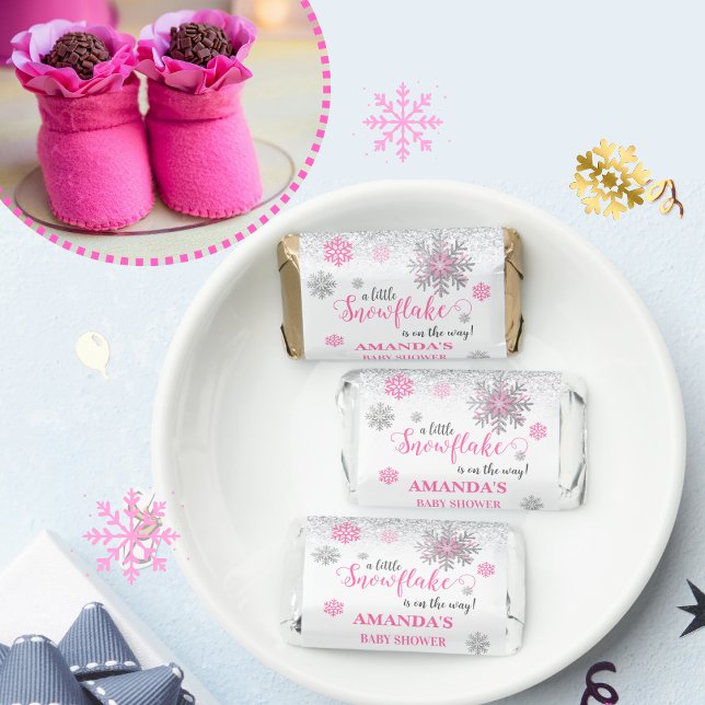Snowflake Pink Silver Winter Baby Shower Candy  Hershey's Miniatures (Creator Uploaded)