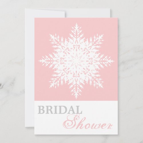 Snowflake pink white winter wedding bridal shower invitation