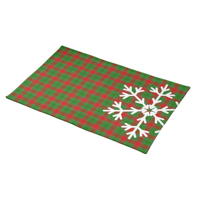 Snowflake Plaid Cloth Placemat  (On Table)