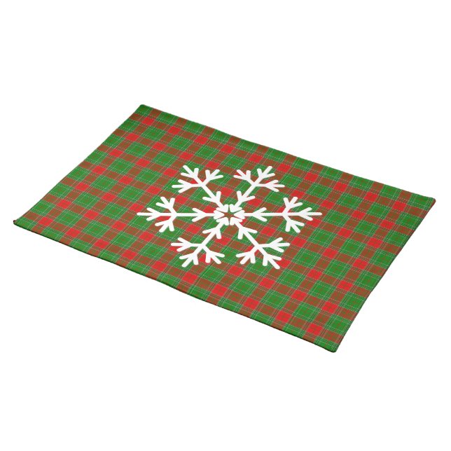 Snowflake Plaid Cloth Placemat  (On Table)