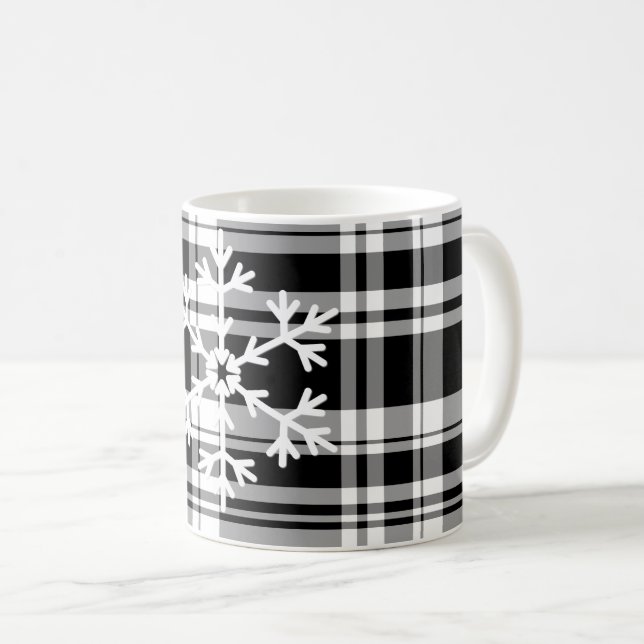 Snowflake Plaid Coffee Mug (Front Right)