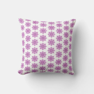 Snowflake Plaid Pattern Pink Holidays Throw Pillow