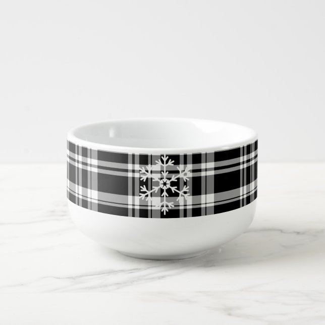 Snowflake Plaid Soup Mug (Front)