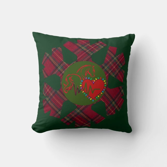 Snowflake Plaid Throw Pillow (Front)