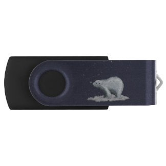 Snowflake Polar Bear USB swivel flash drive