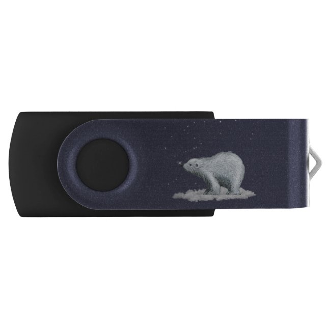 Snowflake Polar Bear USB swivel flash drive (Front)