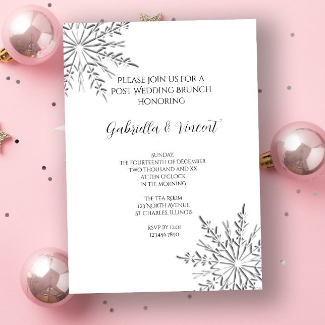 Snowflake Post Winter Wedding Brunch Invitation (Creator Uploaded)