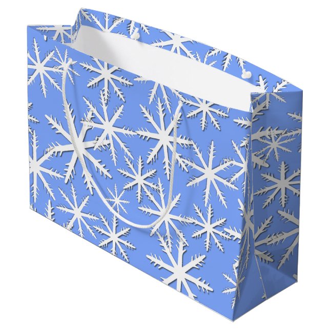 Snowflake  Print Large Gift Bag (Back Angled)