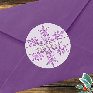 Snowflake Purple Glam Chic Rustic Envelope Seal