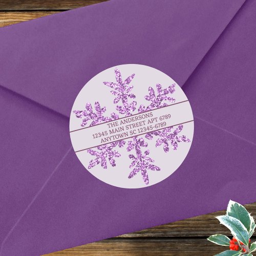 Snowflake Purple Glam Chic Rustic Envelope Seal