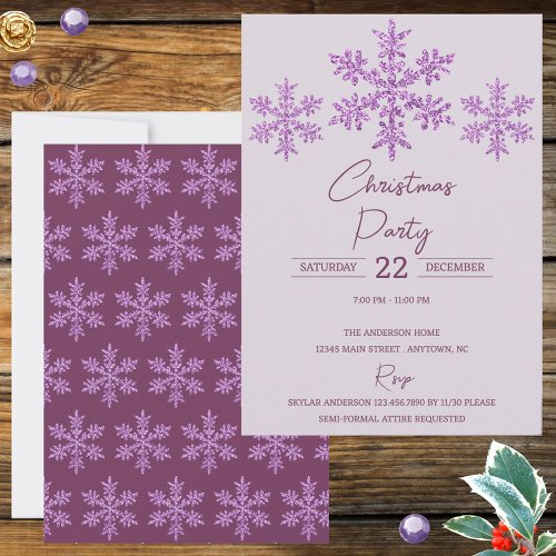 Snowflake Purple Glam Elegant Festive Christmas