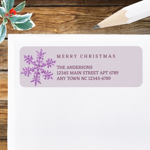 Snowflake Purple Glam Informal Casual Christmas Label