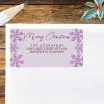 Snowflake Purple Glam Modern Script Christmas Label<br><div class="desc">Use these personalized light purple and faux glitter snowflake address labels as mailing labels or as jumbo return address labels and envelope seals on the back of your Christmas card envelopes. The soft lavender purple background sets off the faux sparkle purple snowflake design, three on each side. Merry Christmas in...</div>