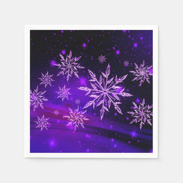 Snowflake purple pink winter cute napkins (Front)