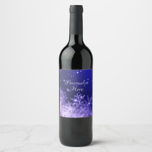 Snowflake purple sparkle wine labels