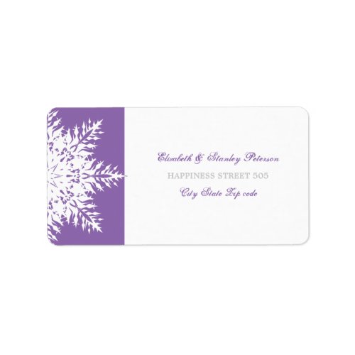 Snowflake purple white winter wedding label
