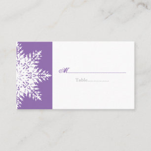 Snowflake purple white winter wedding place card