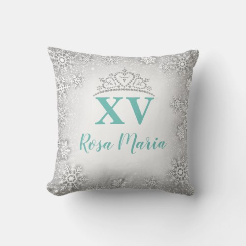 Snowflake Quinceaera Rhinestone Crown Pillow