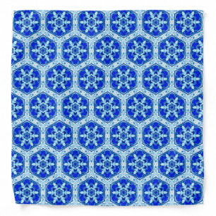 Snowflake Quit Pattern - Cobalt Blue and White  Bandana